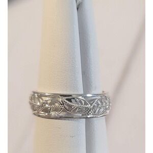 Avon Sterling Silver Turn a New Leaf Ring Size 7 Filigree Design Nature Stack